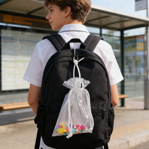 2Pcs Tpu Clear Doll Display Bags Portable Drawstring Storage Organizer 2