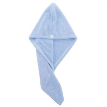 Microfiber Hair Towel 2 Pack Blue, Quick Drying Coral Velvet Absorbent Turban Wrap for Women