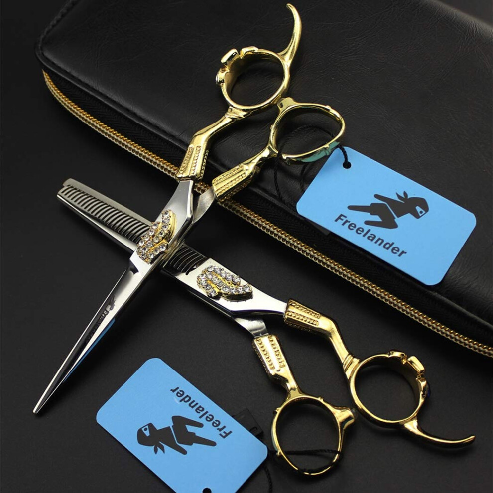 Golden Hairdressing Scissors Set 6.0 Inch Professional Barber Shears For Salon And Home Styling