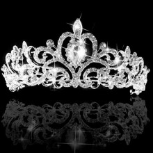Tiara Crown for Women Elegant Crystal Rhinestone Princess Headband Wedding Bridal Silver Tone