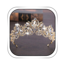 Gold Bridal Crown Wedding Tiara with Crystal Baroque Design for Brides and Quinceanera