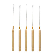 5PCS Hair Extension Loop Tool Set with Wooden Handle for Quick Micro Bead Threading