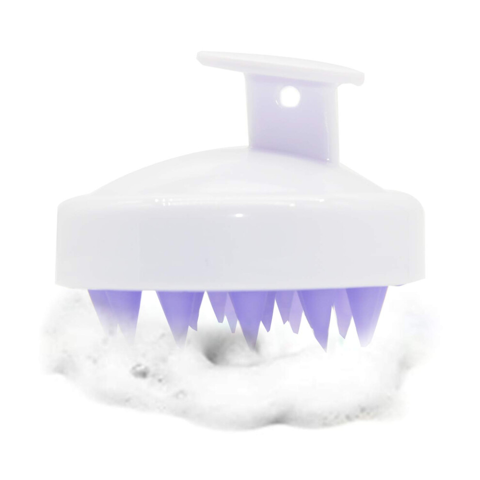 White Scalp Massager Silicone Shampoo Brush For Hair Growth And Dandruff, Wet Dry Use
