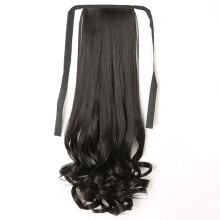 Ponytail Hair Extension Long Curly Clip In Heat Resistant Synthetic Hairpiece Brown Black for Women