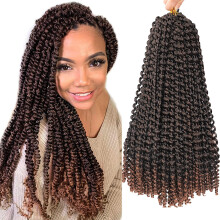 Passion Twist Crochet Hair 18 Inch 1B/30 PreTwisted Bohemian Curly Braiding Extensions Lightweight Natural Finish