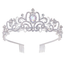 Crystal Crown Tiara with Combs for Women Silver Rhinestone Bridal Wedding Prom Party Headband