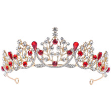 Gold Crystal Rhinestone Wedding Crown Bridal Tiara for Bride Baroque Pageant Headpiece