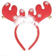 Cute Christmas Reindeer Antlers Headband with Bells, Soft Lightweight Red Holiday Accessory for Kids and Adults