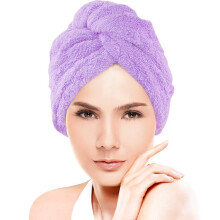 Hair Drying Towel Wrap with Super Absorbent Microfiber Hair Turban and Secure Button Closure