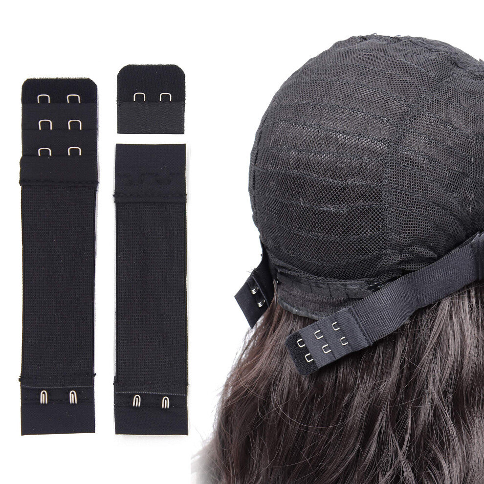 Unisex Black Adjustable Wig Elastic Band With Hooks For Lace Front Wigs Glue Secure Hold 3 Pack
