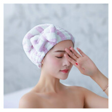 Microfiber Hair Drying Towel Wrap with Bow, Quick Dry, Soft Absorbent for Long Curly Hair, Purple