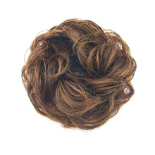 Light Brown Hair Bun Extension with Natural Wavy Texture, Elastic Messy Chignon Hairpiece for Women