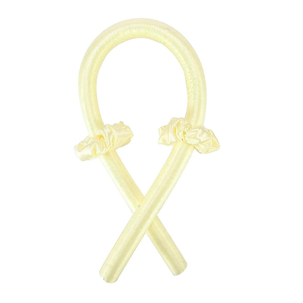 Yellow Heatless Hair Curlers Kit with Soft Curling Ribbon, Clips and Scrunchies for Overnight Styling