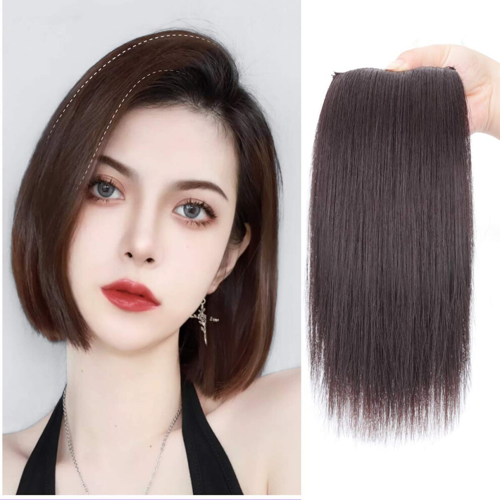 Unisex Black,Brown 2Pcs Clip In Human Hair Topper Extensions For Instant Volume And Natural Hairline Coverage Black Brown