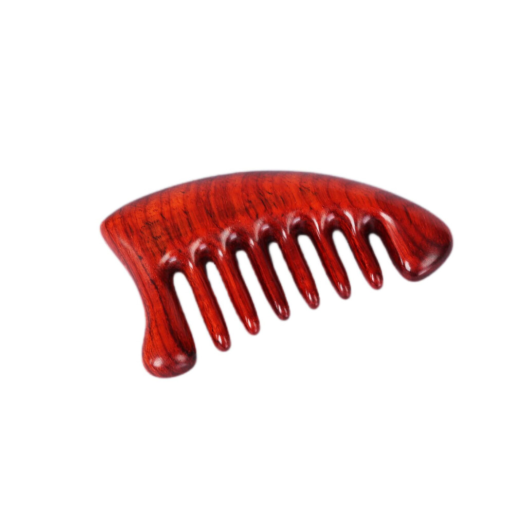Wooden Wide Tooth Hair Comb for Curly Thick Hair, Red Sandalwood Scalp Massage, Triangle Shape