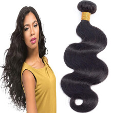 Brazilian Body Wave Virgin Human Hair Bundle 18 Inch Natural Black Double Weft Coloring Ready