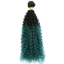 Ombre Synthetic Hair Extensions 22 Inch T1B Green Kinky Curly Bundles Heat Resistant Volume Boost