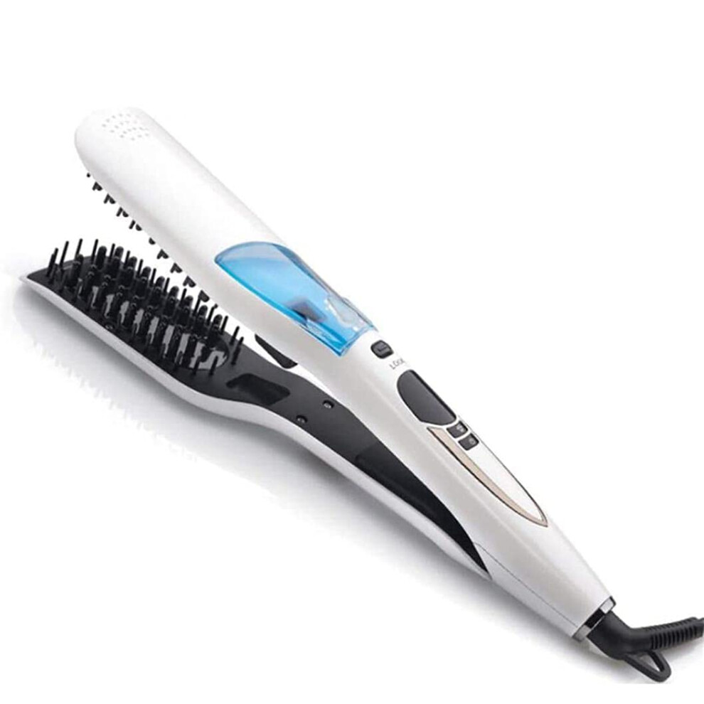 Steam Hair Straightener Brush with Adjustable Temperature, Dual Voltage, LCD, Frizz Control