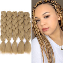 Honey Blonde Light Brown Jumbo Braiding Hair 24 Inch Crochet Braids Extensions 5 Pack