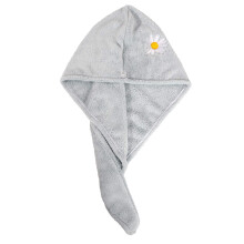 Gray Microfiber Hair Towel Wrap for Women Quick Dry with Button Fast Absorbent for Long Hair
