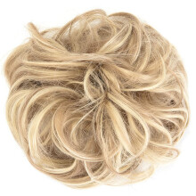 Hair Bun Extension Messy Curly Chignon #99J Synthetic Wavy Hairpiece with Elastic for Women