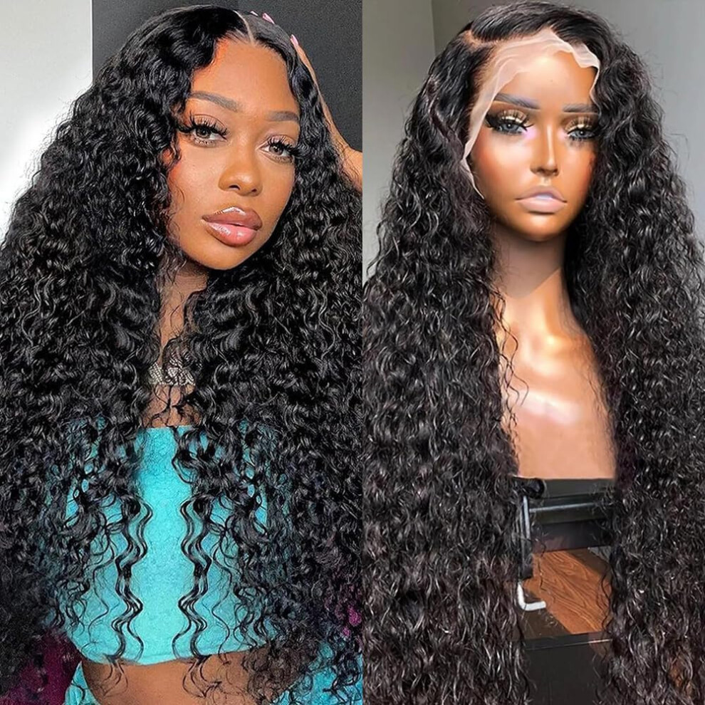 26 Inch Water Wave Lace Front Wig Brazilian Virgin Human Hair 13x4 Lace Frontal 150% Density