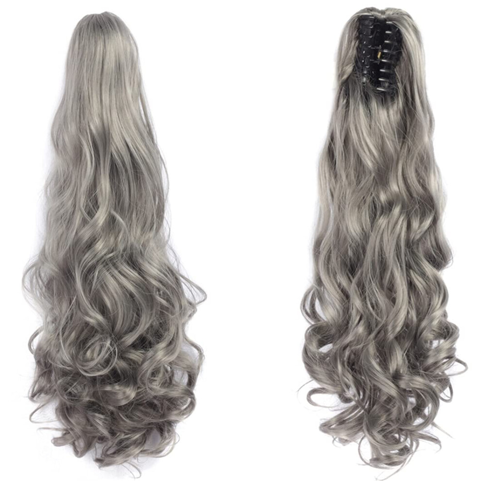 22 Inch Long Wavy Clip In Ponytail Hair Extension Heat Resistant Synthetic Natural Wave P430