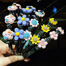 Girls Headbands with Princess Hair Clips, Cute Cartoon Colors, AntiSlip Grip, 5pcs Set