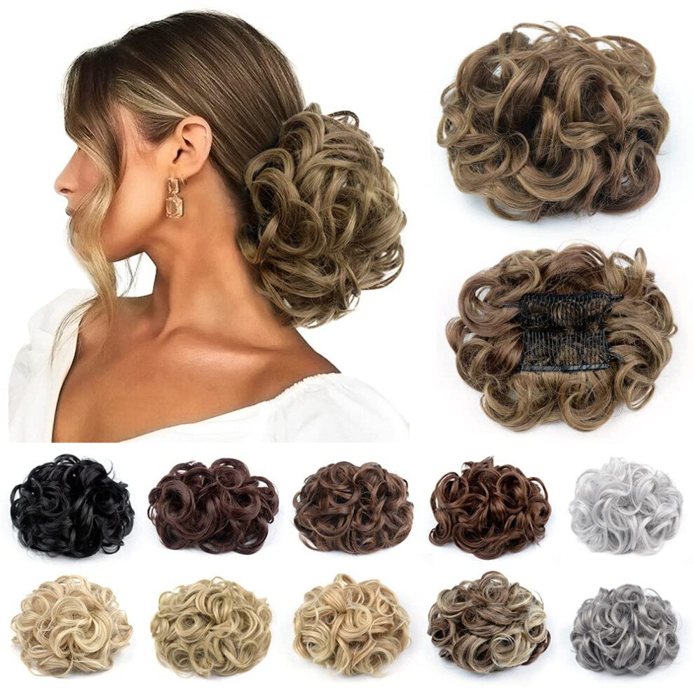 Messy Bun Hair Piece with Combs and Scrunchie Curly Chignon Hair Extension for Women 12H24#
