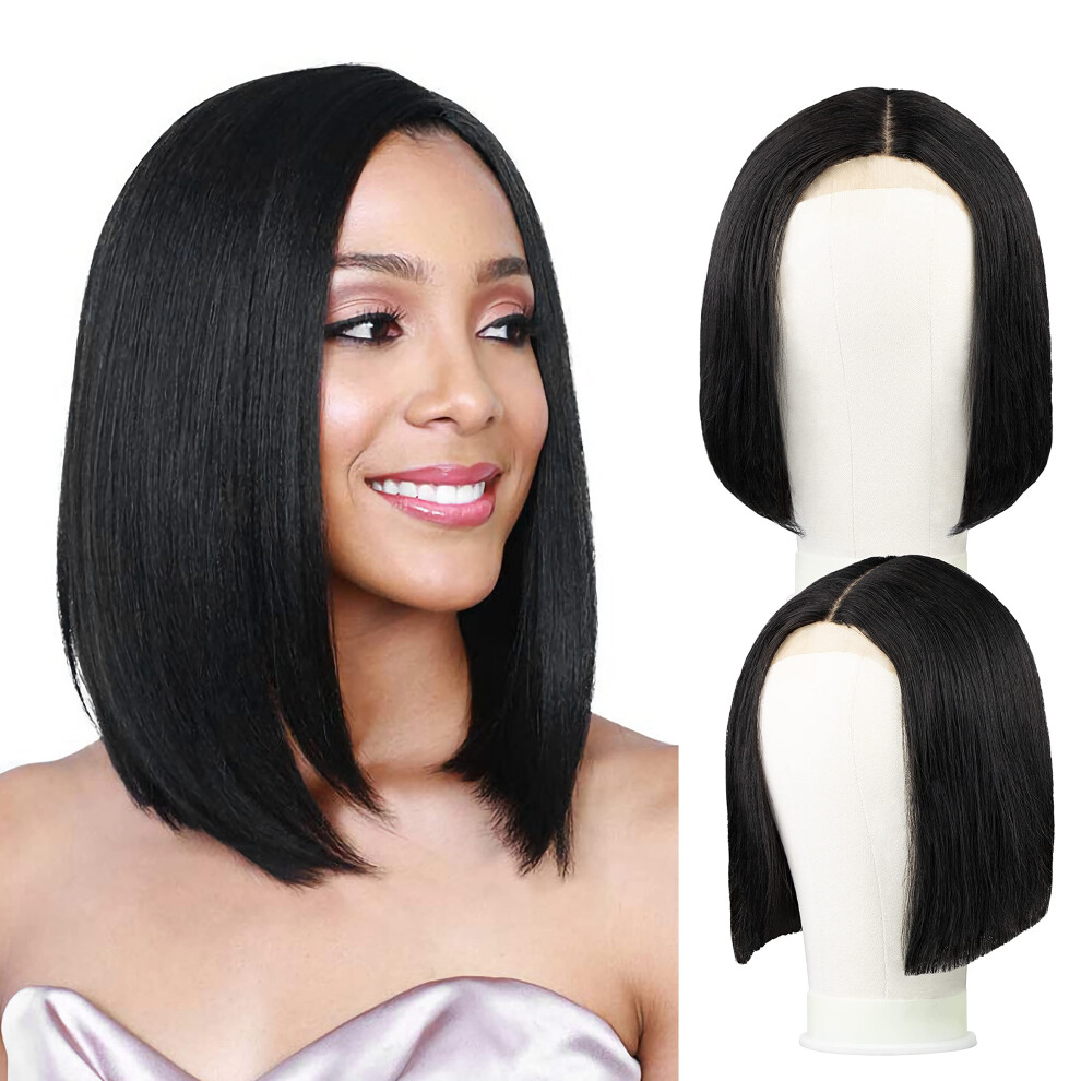 Unisex White 4X4 Lace Front Bob Wig 150% Density Brazilian Virgin Human Hair Natural Hairline Straight