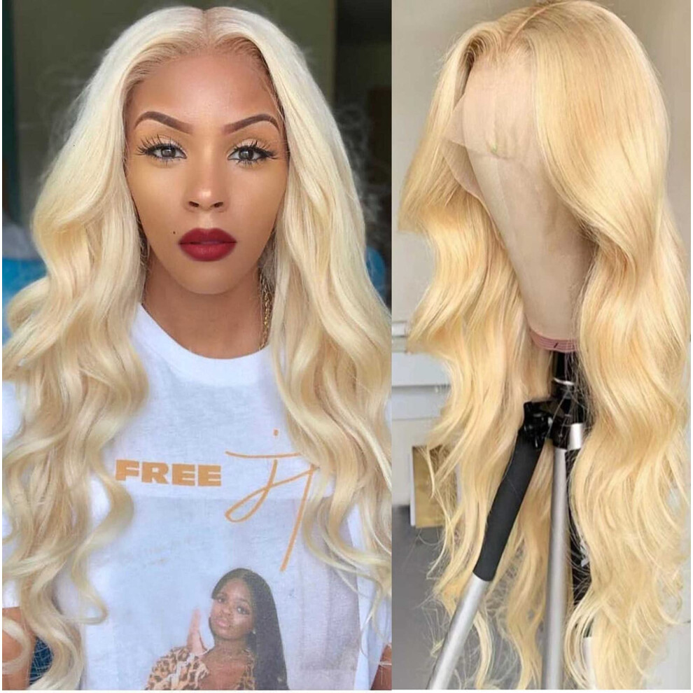 Unisex 613 Blonde 13X4 Hd Lace Front Wig Brazilian Human Hair Body Wave 24 Inch Pre Plucked Natural Hairline
