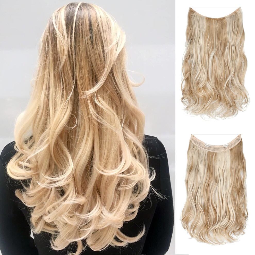 Synthetic Wavy Hair Extensions 20 Inch with Invisible Adjustable Wire and Secure Dual Clip Hold