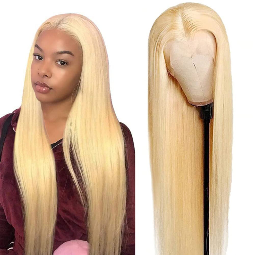 Unisex 613 Blonde Human Hair Lace Front Wig 13X6 Pre Plucked Virgin Wig With Baby Hair 24 Inch