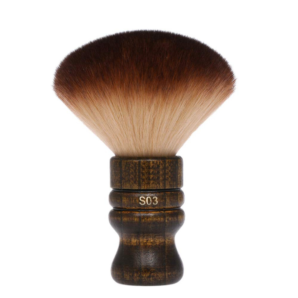 Unisex Barber Neck Duster Brush With Soft Nylon Bristles And Wooden Handle For Salon Hair Sweep Cleaning