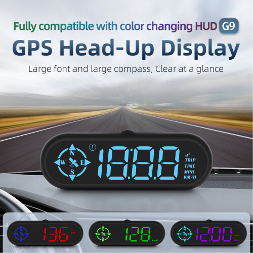 Car HUD Speedometer Odometer GPS Display 7 Colors Universal 2