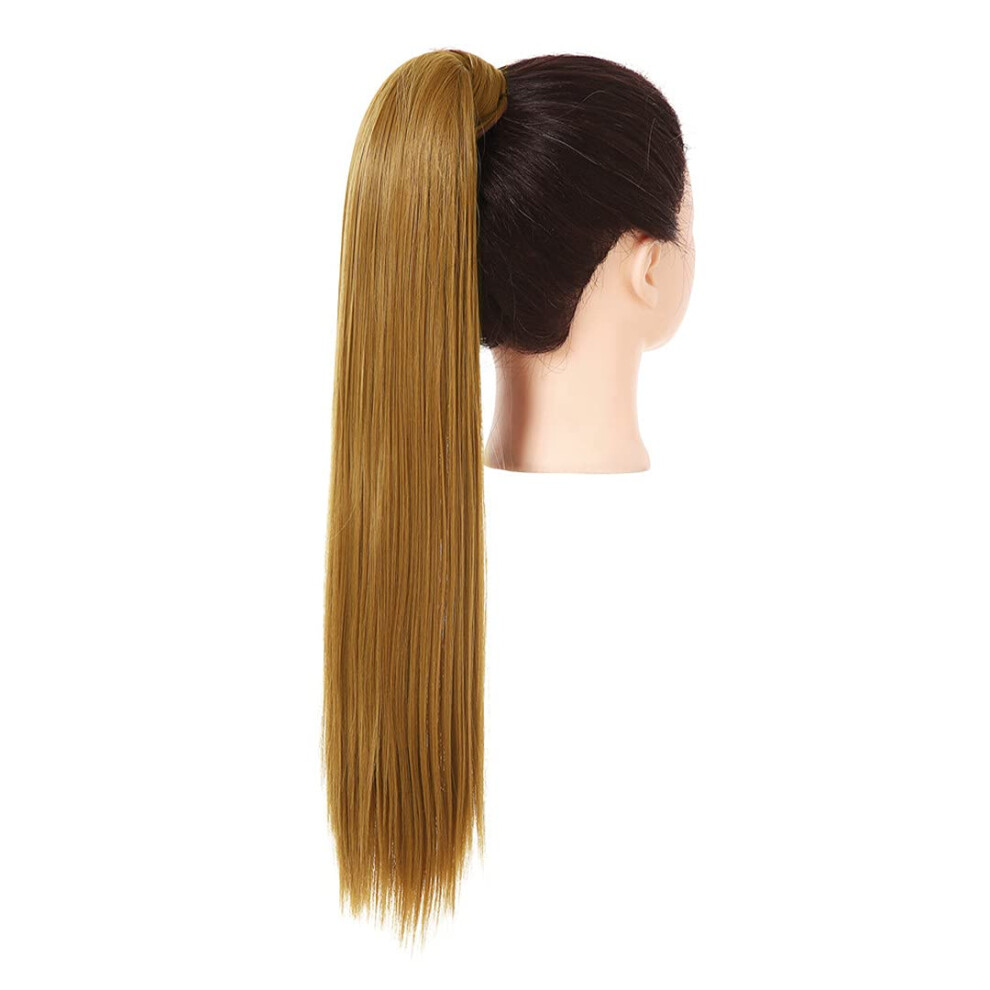 Ponytail Hair Extension 20 Inch Golden Auburn Synthetic Wrap Around Clip In Hair Piece for Women