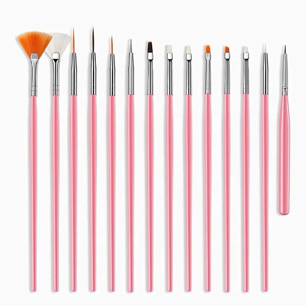 15 Piece Nail Art Brush Set for Gel Nails, Professional UV Gel Brushes for Sculpting and Design