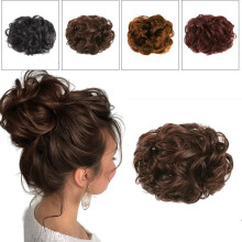 Messy Bun Hair Piece Synthetic Dark Brown Hair Bun Extension with Natural Texture and Adjustable Fit
