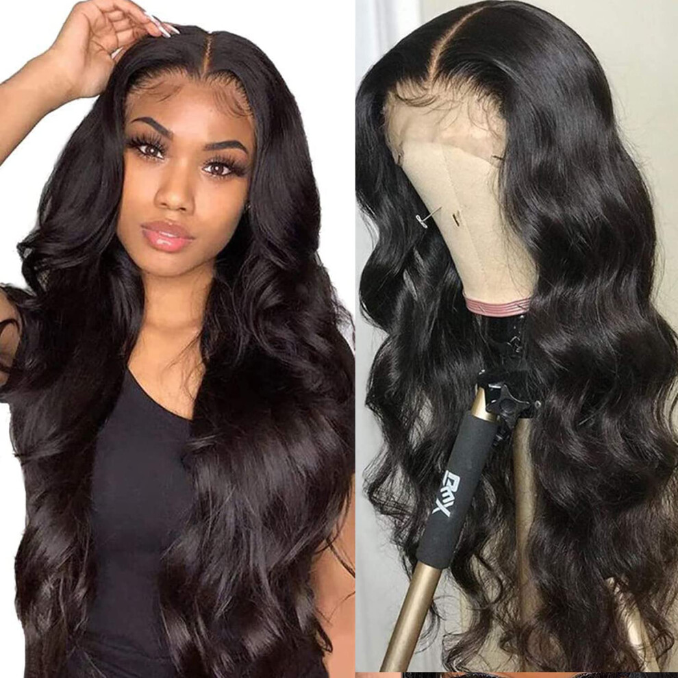 Unisex 20 Inch Brazilian Body Wave Human Hair Lace Front Wig 13X6x1 Middle Part Pre Plucked With Baby Hair