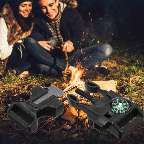 10pcs 5-In-1 Quick Release Buckles with Compass Whistle Fire Starter 1