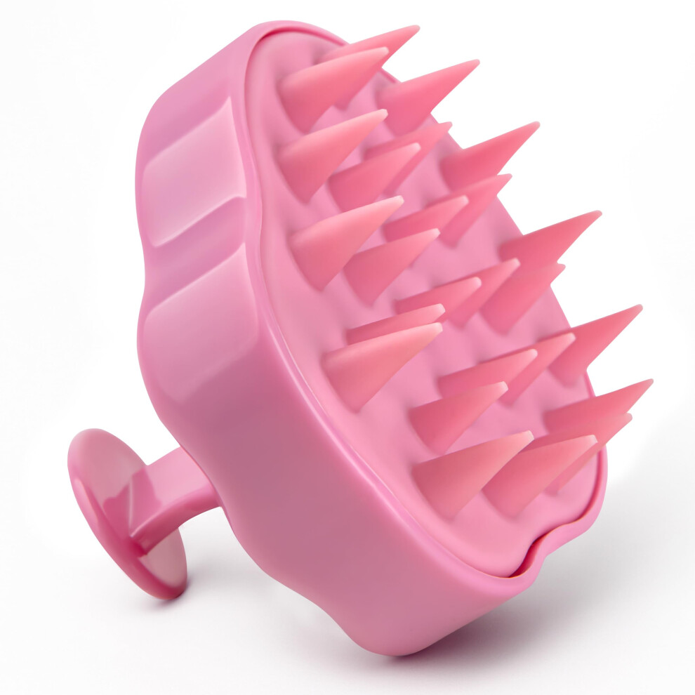 Pink Scalp Massager For Hair Growth, Soft Silicone Shampoo Brush For Dandruff, Deep Cleansing Wet Dry Use,