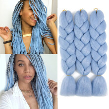 Jumbo Braiding Hair Extensions 24 Inch Ombre Light Blue Heat Resistant Synthetic Crochet Twist Braids Pack of 3