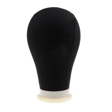 22 Inch Black Canvas Wig Head Mannequin with Stand for Wig Making, Styling and Display, 10 Pins Included