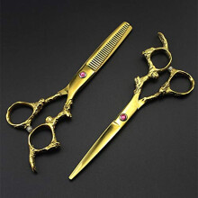 Hair Cutting Scissors Set, Professional 6 Inch Japanese 440C Stainless Steel Barber Shears with Ergonomic Handle