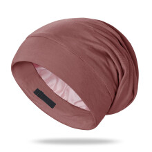 100% Mulberry Silk Bonnet for Sleeping Women, Adjustable Hair Wrap Cap, Reddish Brown