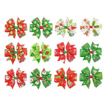 Christmas Hair Clips Set for Girls, 6Pcs Festive Grosgrain Ribbon Bows with Xmas Tree and Snowman