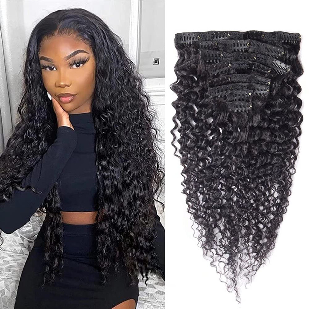 Unisex 14 Inch Water Wave Clip In Hair Extensions Brazilian 9A Virgin Human Hair For Instant Length & Volume