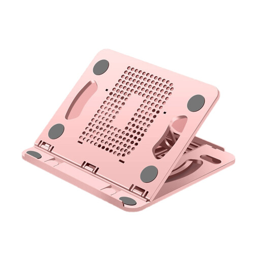 Pink Silicone PP & ABS 8-Gear Foldable Laptop Cooling Stand 1
