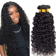 Brazilian Water Wave Human Hair Bundles 10A Virgin Unprocessed Natural Color 14 16 18 Inch