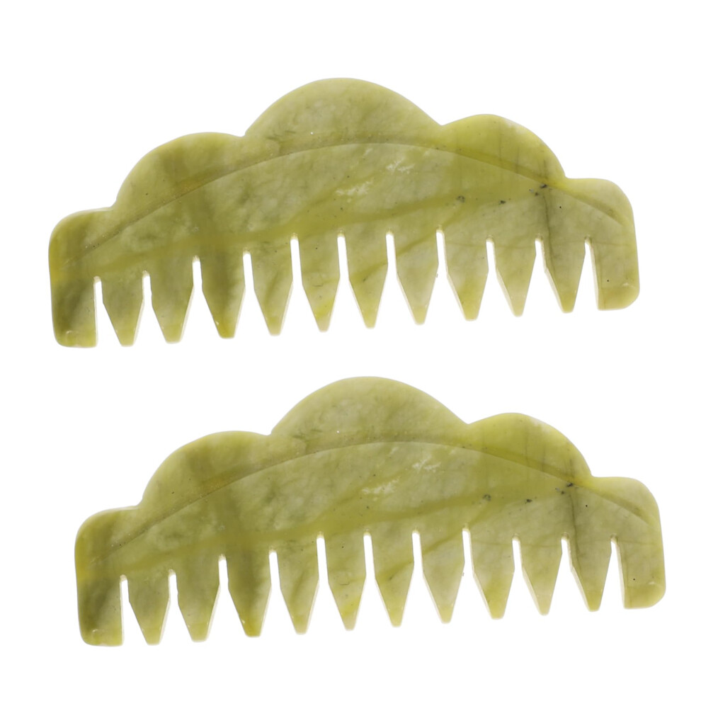 Unisex Jade Scalp Massage Comb Set For Hair Care And Relaxation, Antistatic Natural Jade Hair Combs